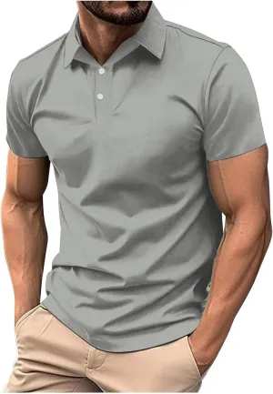 Men's White Golf Shirts, Short Sleeve, Moisture Wicking, Dry Fit, Polo Shirts, Casual Golf Shirts