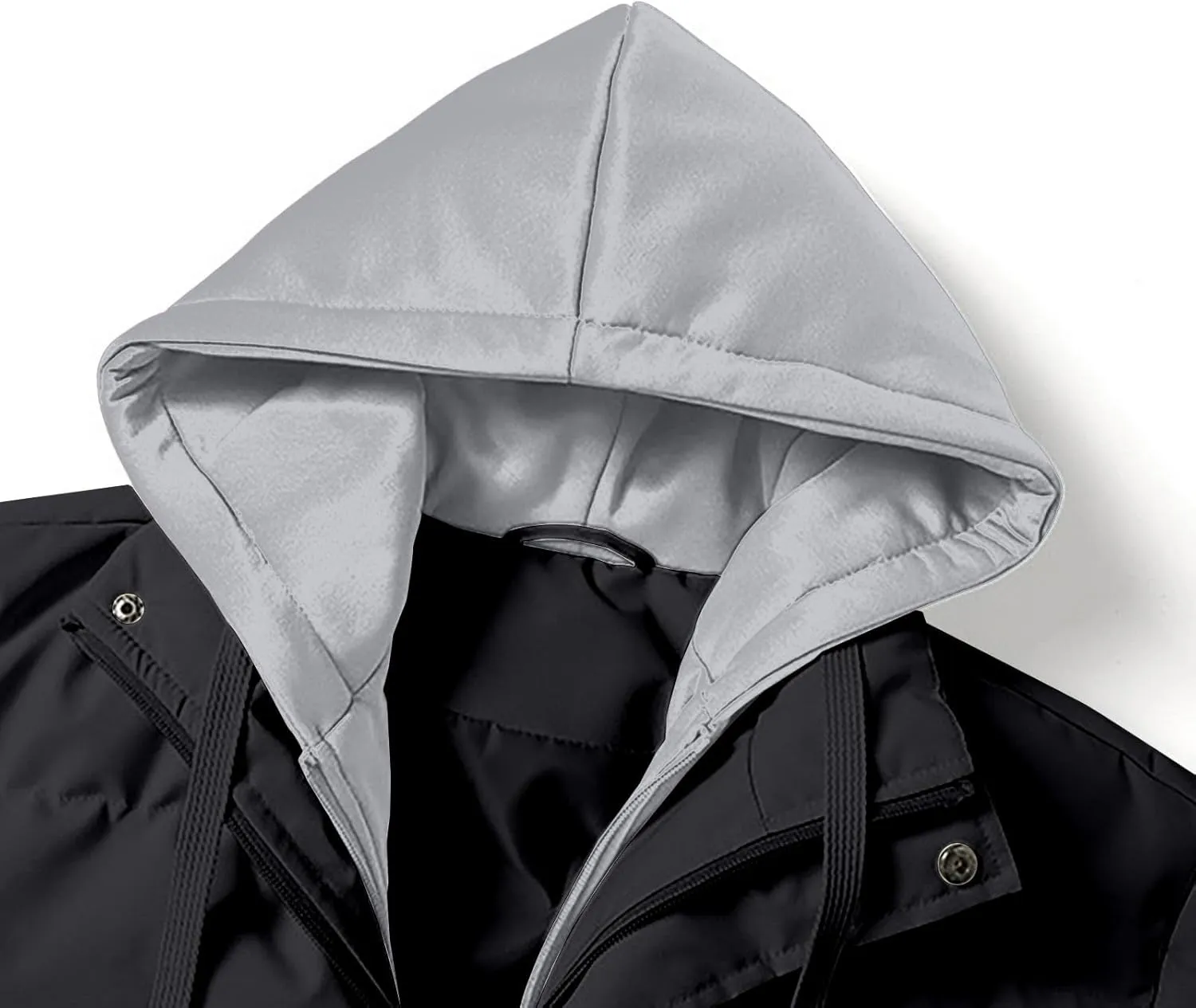 Mens Winter Thicken Puffer Jackets Long Sleeve Solid Full Zip Quilted Lined Down Bubble Coats Hooded Padded Jackets