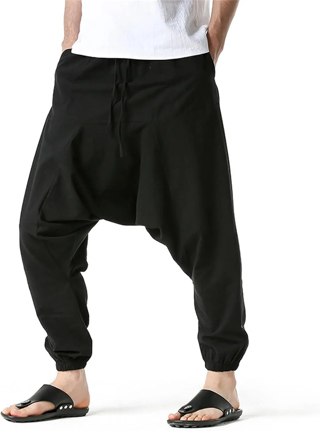 Mens Workout Cargo Sweatpants Rock Street Harem Pants Sweatpants with Pockets Sweatpants for Men Loose Fit Drawstring