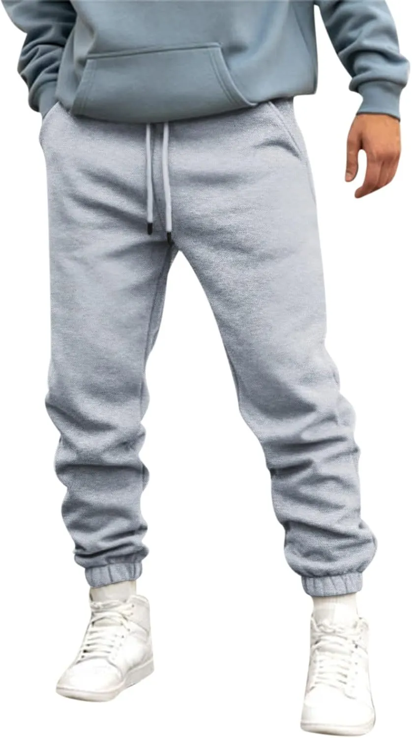 Mens Workout Cargo Sweatpants Work Jogger Pants with Pockets Mens Casual Pants Stretch Slim Fit Workout Bodybuilding