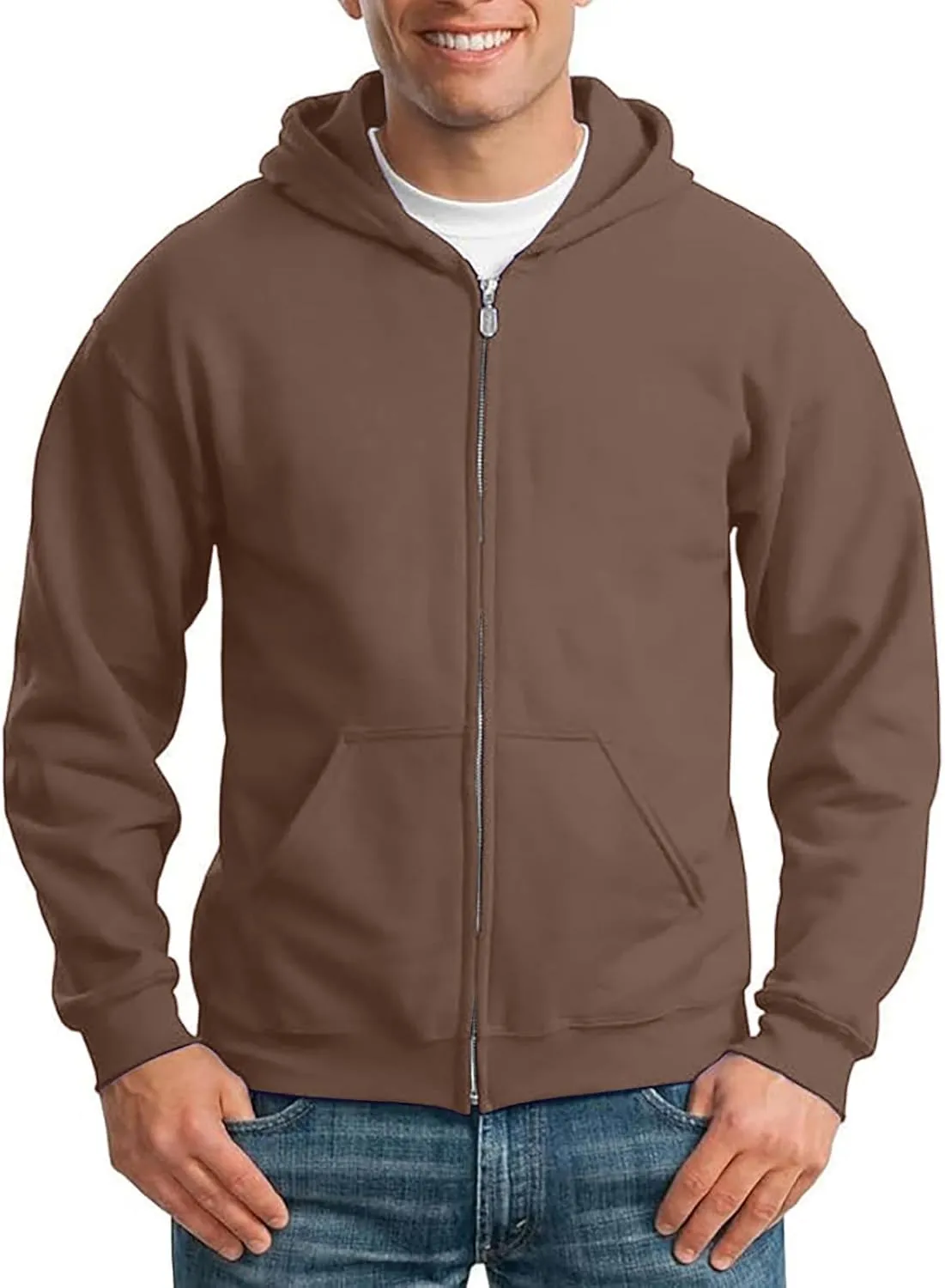 Mens Zip Up Hoodies Trendy Outwear with Pockets Hooded Sweatshirt Loose Fit Casual Fall Spring Warm Slim Fit Sweater Jacket