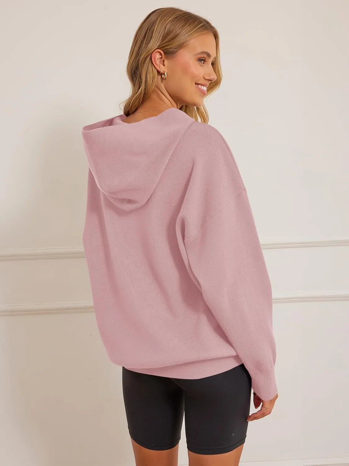 MEROKEETY Women's 2024 Fall Oversized Hoodie Long Sleeve Pullover Sweater Ribbed Knit Sweatshirt with Pockets