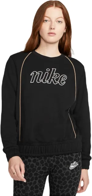 Nike Sportswear Icon Clash Women's French Terry Top Pullover Crewneck Sweatshirt, Black/Dark Driftwood/White, M REGULAR US
