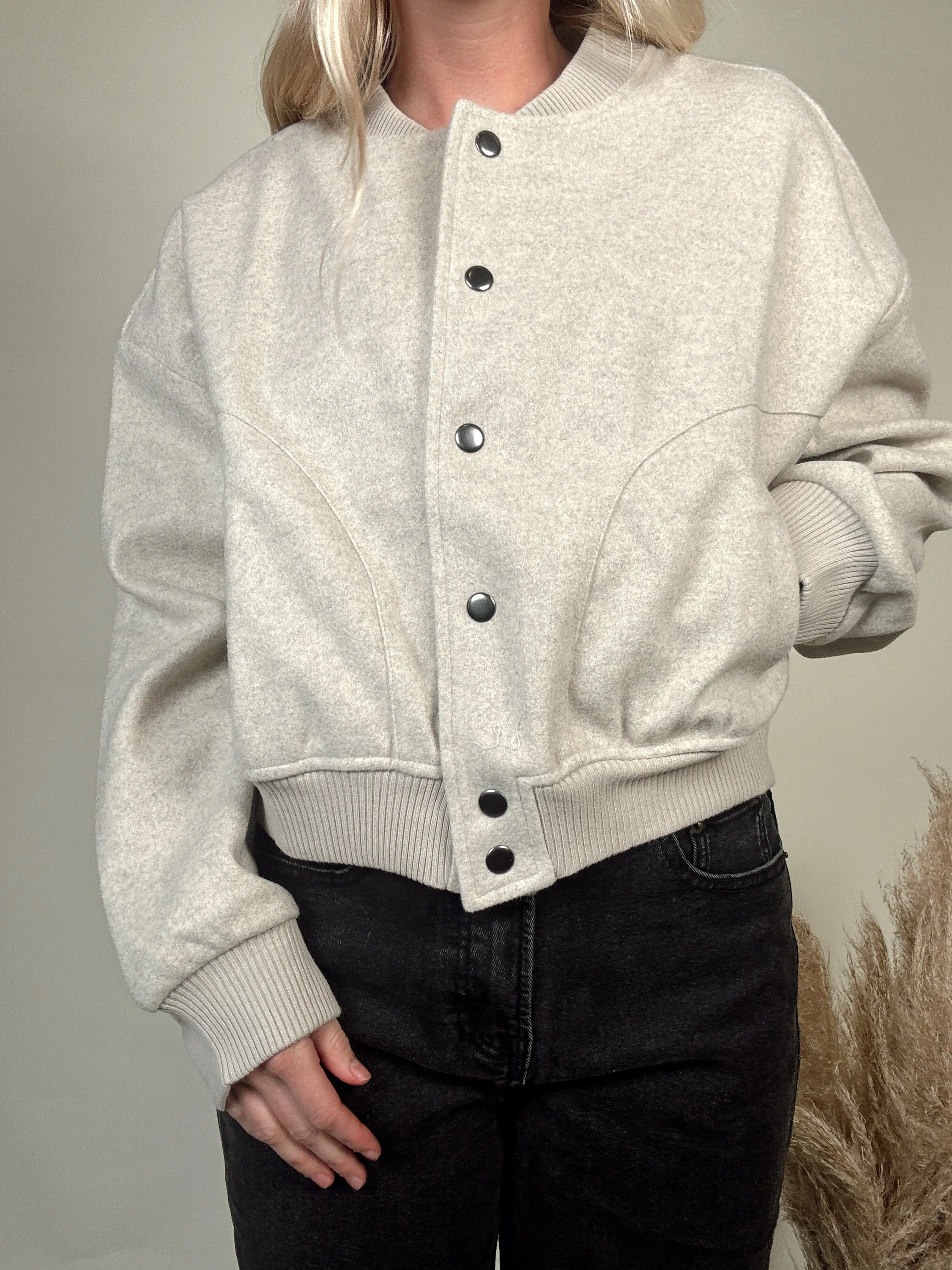 Oatmeal Bomber Jacket