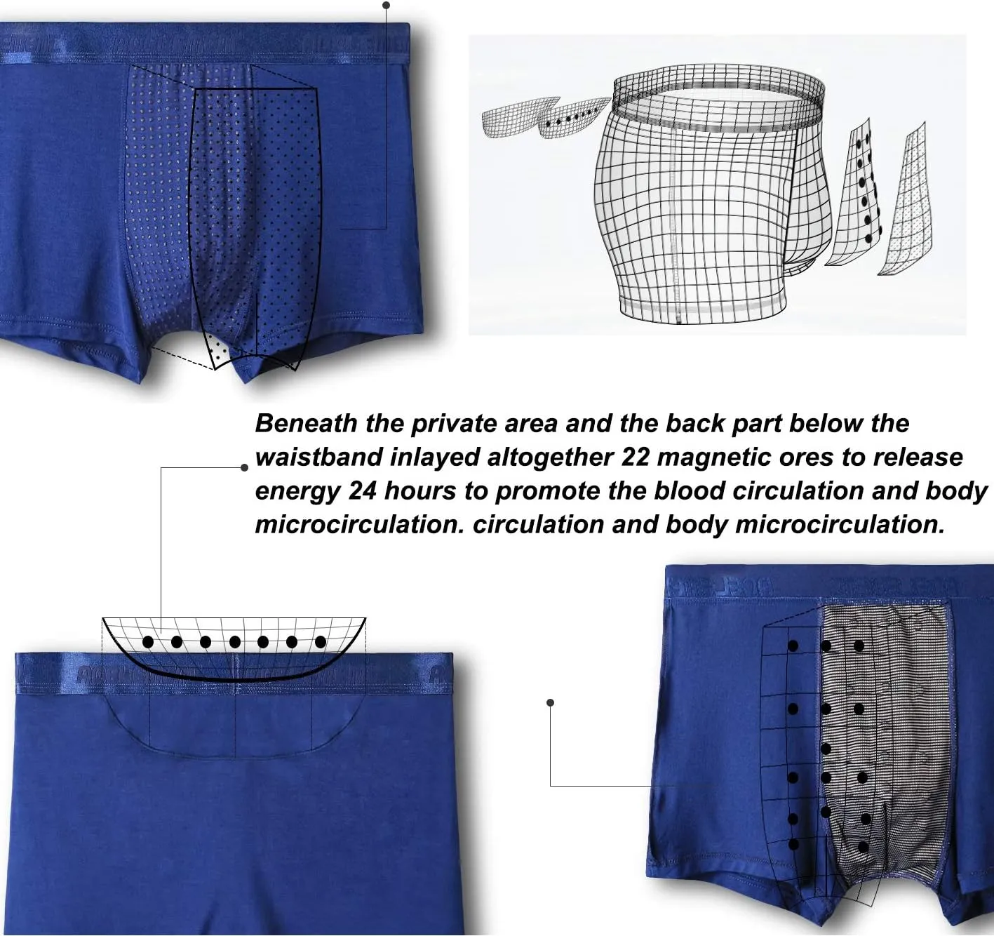Ouruikia Men's Underwear Magnetic Boxer Briefs Functional Boxer Briefs Modal Breathable Boxer Briefs Underwear