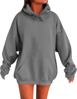 Oversized Hoodies For Women Plus Size Long Sleeve Drawstring With Pockets Pullover Sweatshirt Trendy Winter Clothes