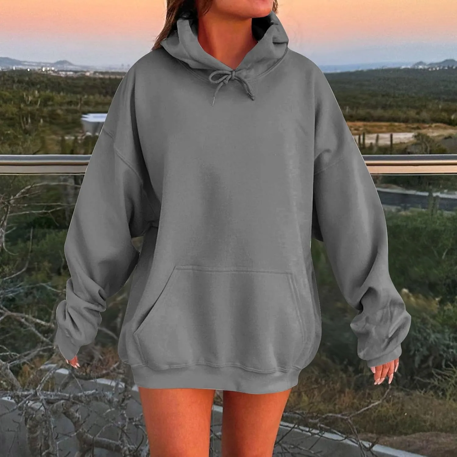Oversized Hoodies For Women Plus Size Long Sleeve Drawstring With Pockets Pullover Sweatshirt Trendy Winter Clothes