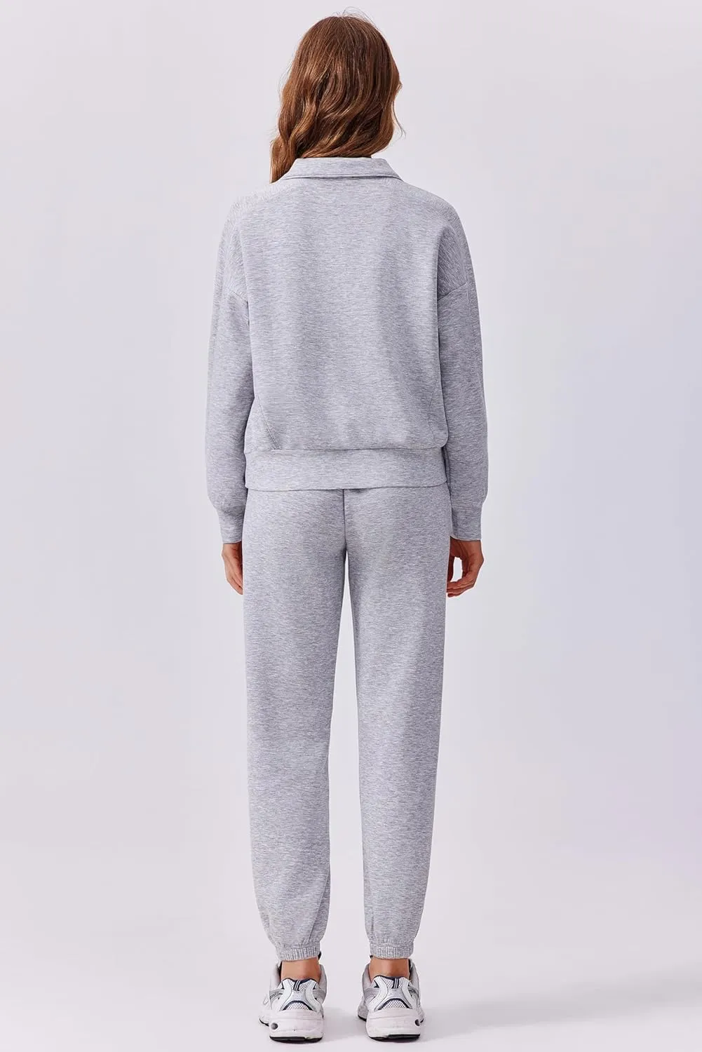 PINSPARK 2 Piece Sets for Women 2024 Fall Outfits Tracksuit Long Sleeve Half Zip Sweatshirt Jogger Sweatpants Matching Set
