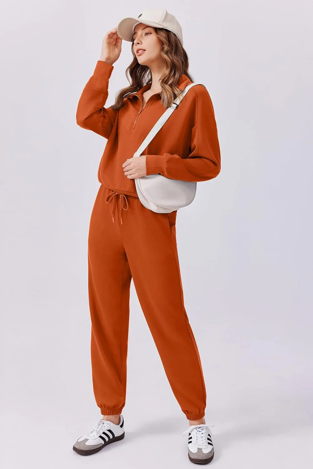 PINSPARK 2 Piece Sets for Women 2024 Fall Outfits Tracksuit Long Sleeve Half Zip Sweatshirt Jogger Sweatpants Matching Set