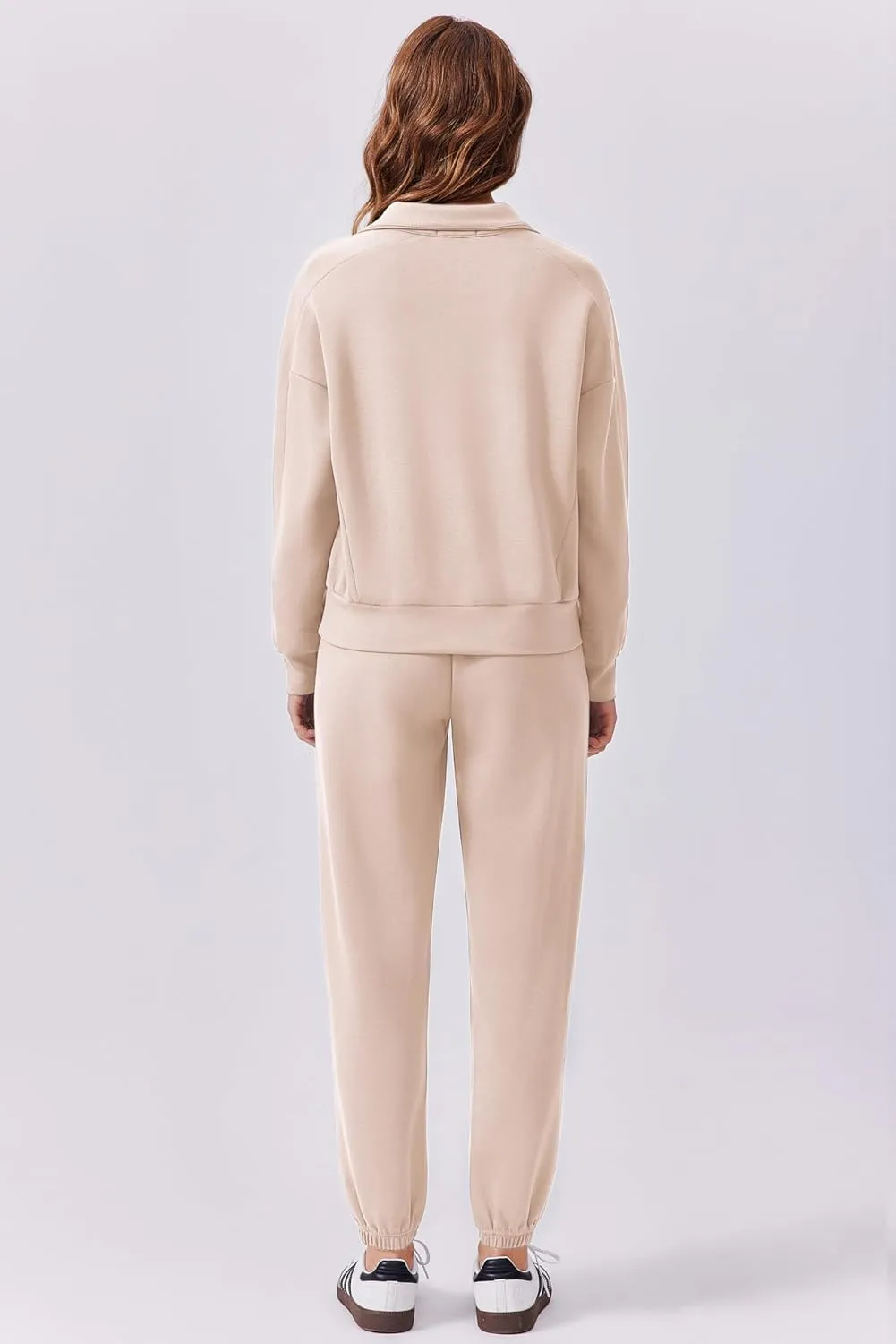 PINSPARK 2 Piece Sets for Women 2024 Fall Outfits Tracksuit Long Sleeve Half Zip Sweatshirt Jogger Sweatpants Matching Set