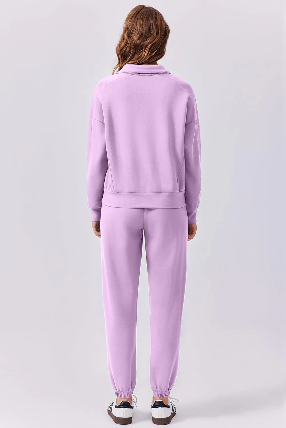 PINSPARK 2 Piece Sets for Women 2024 Fall Outfits Tracksuit Long Sleeve Half Zip Sweatshirt Jogger Sweatpants Matching Set