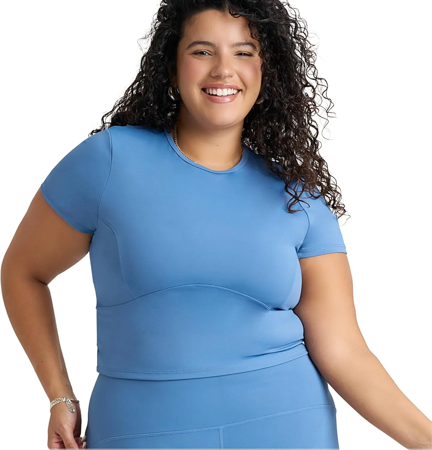 POPSUGAR PS Short Sleeve Athletic Tops for Women, Fitted Feminine Seamed Workout Shirts Gym Running Yoga Tshirts