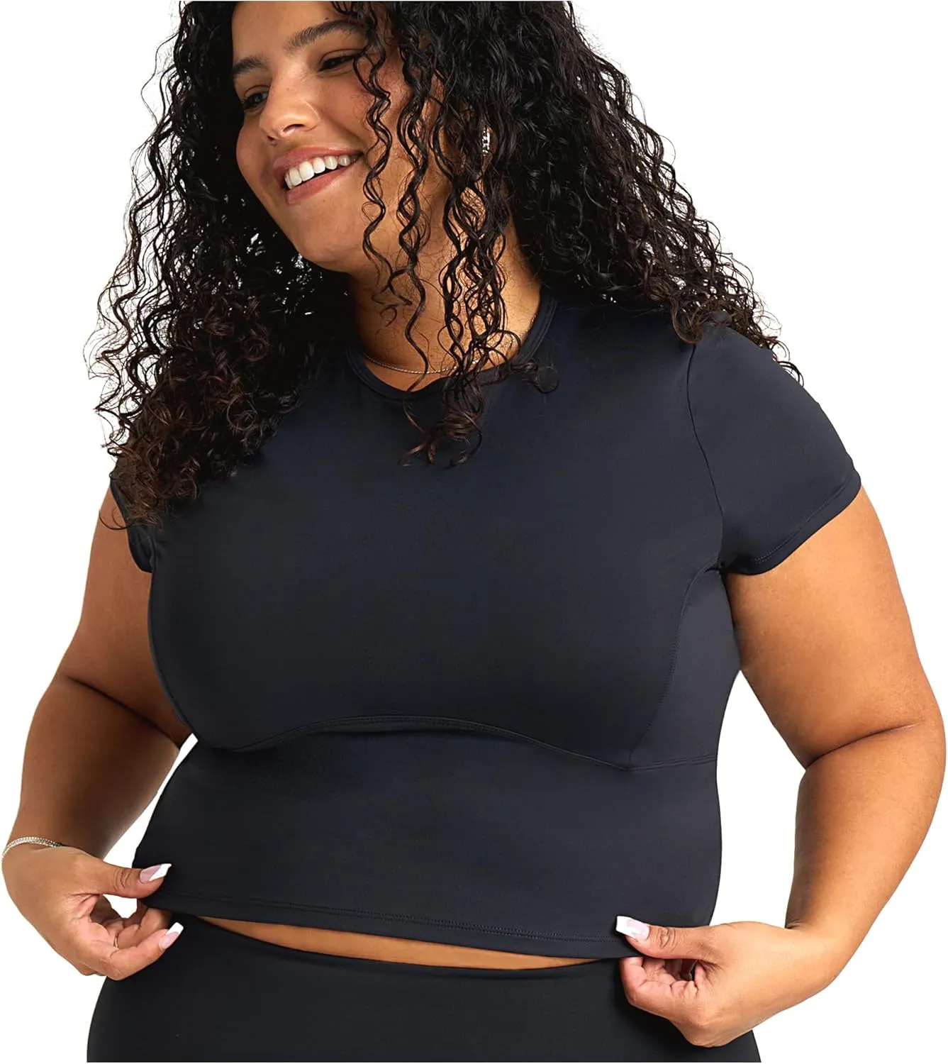 POPSUGAR PS Short Sleeve Athletic Tops for Women, Fitted Feminine Seamed Workout Shirts Gym Running Yoga Tshirts