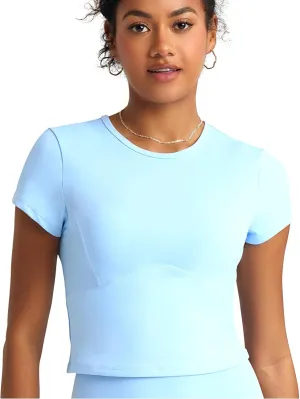 POPSUGAR PS Short Sleeve Athletic Tops for Women, Fitted Feminine Seamed Workout Shirts Gym Running Yoga Tshirts