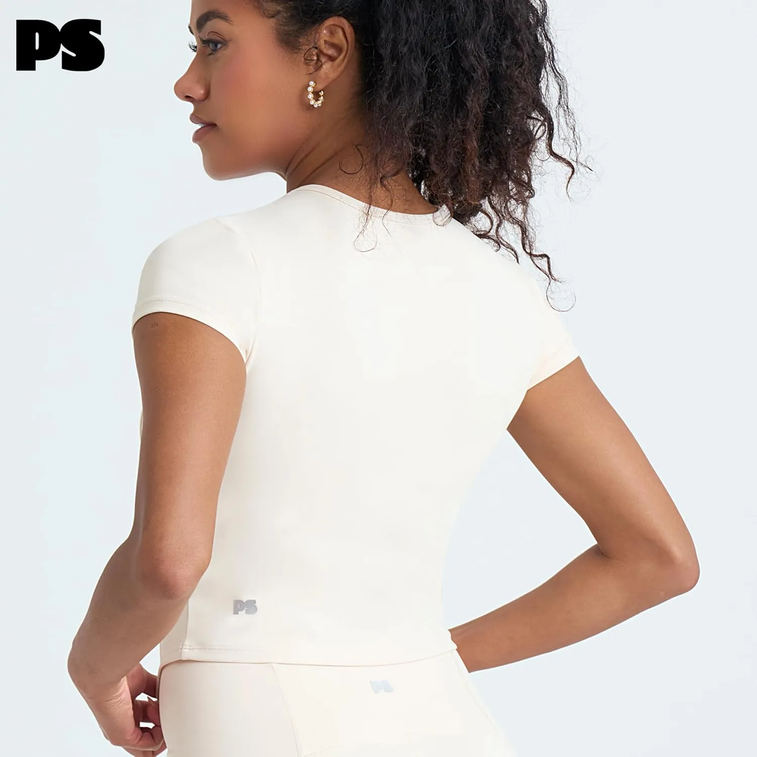 POPSUGAR PS Short Sleeve Athletic Tops for Women, Fitted Feminine Seamed Workout Shirts Gym Running Yoga Tshirts