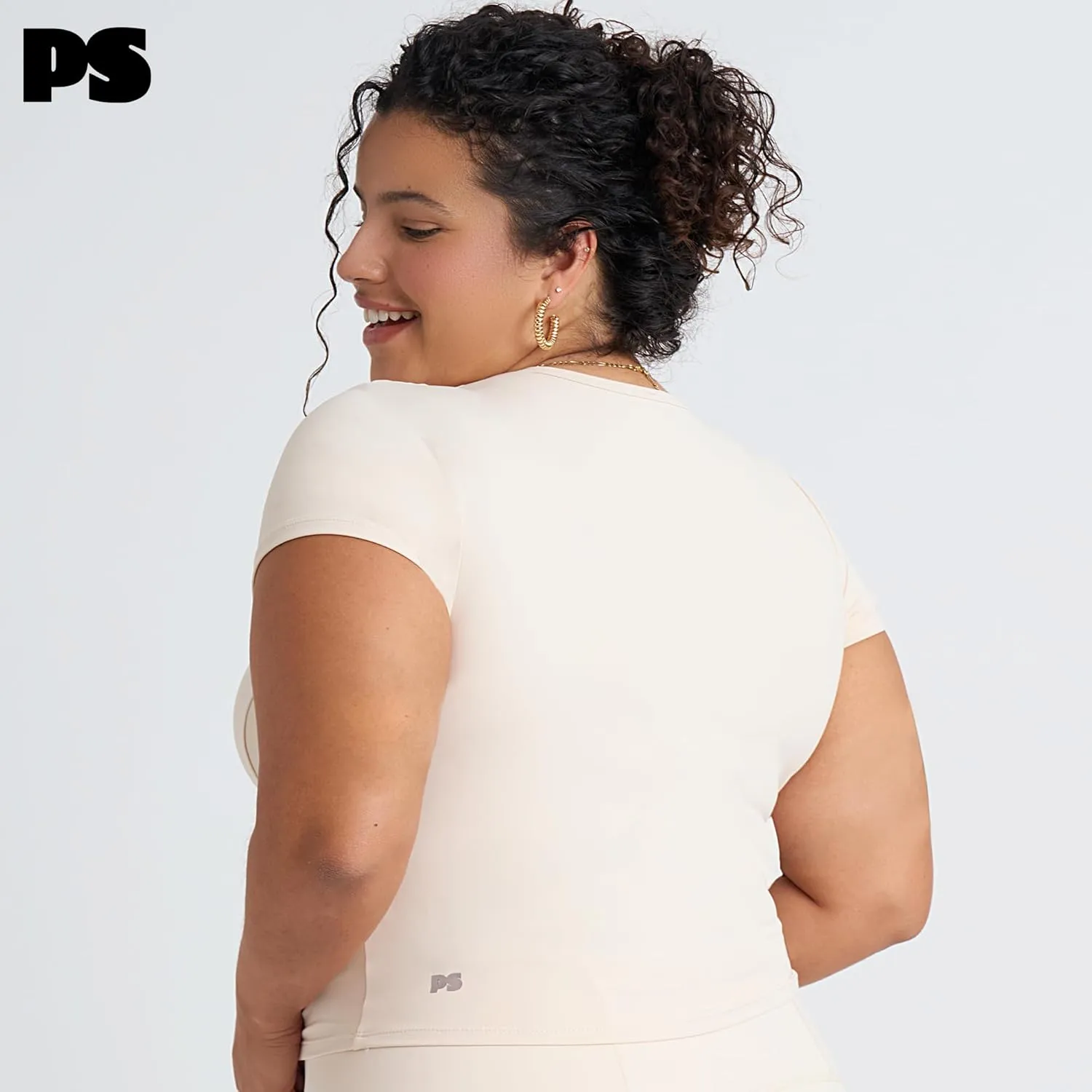 POPSUGAR PS Short Sleeve Athletic Tops for Women, Fitted Feminine Seamed Workout Shirts Gym Running Yoga Tshirts