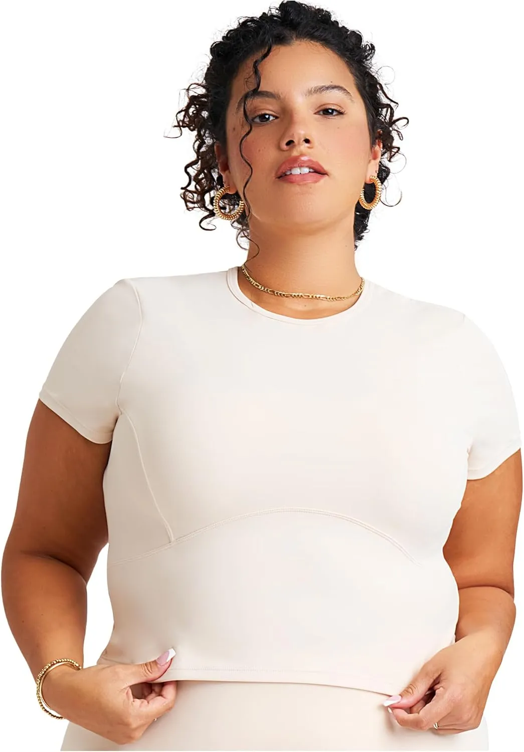 POPSUGAR PS Short Sleeve Athletic Tops for Women, Fitted Feminine Seamed Workout Shirts Gym Running Yoga Tshirts