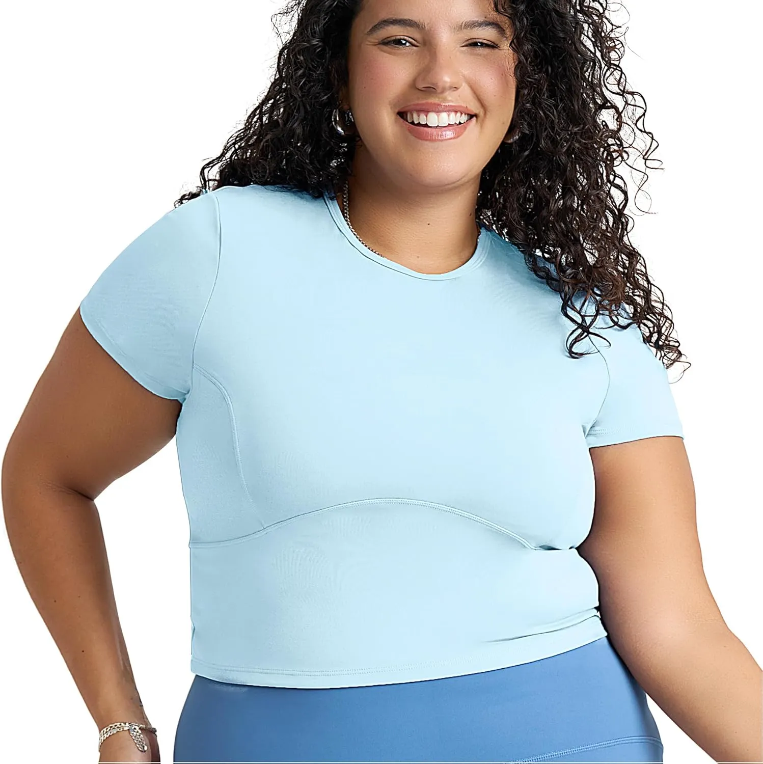 POPSUGAR PS Short Sleeve Athletic Tops for Women, Fitted Feminine Seamed Workout Shirts Gym Running Yoga Tshirts