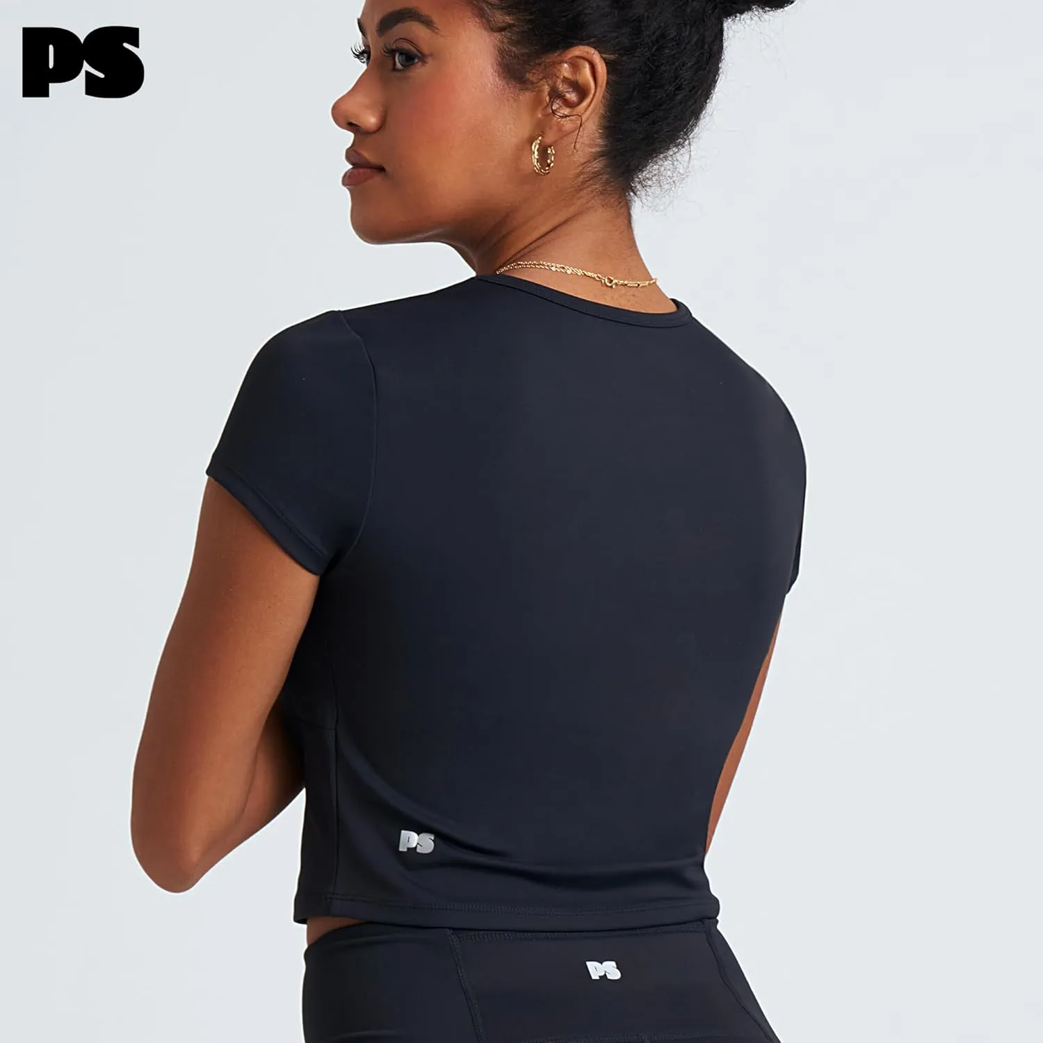 POPSUGAR PS Short Sleeve Athletic Tops for Women, Fitted Feminine Seamed Workout Shirts Gym Running Yoga Tshirts