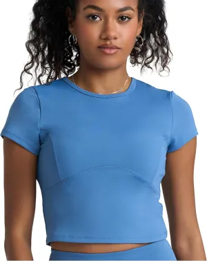 POPSUGAR PS Short Sleeve Athletic Tops for Women, Fitted Feminine Seamed Workout Shirts Gym Running Yoga Tshirts