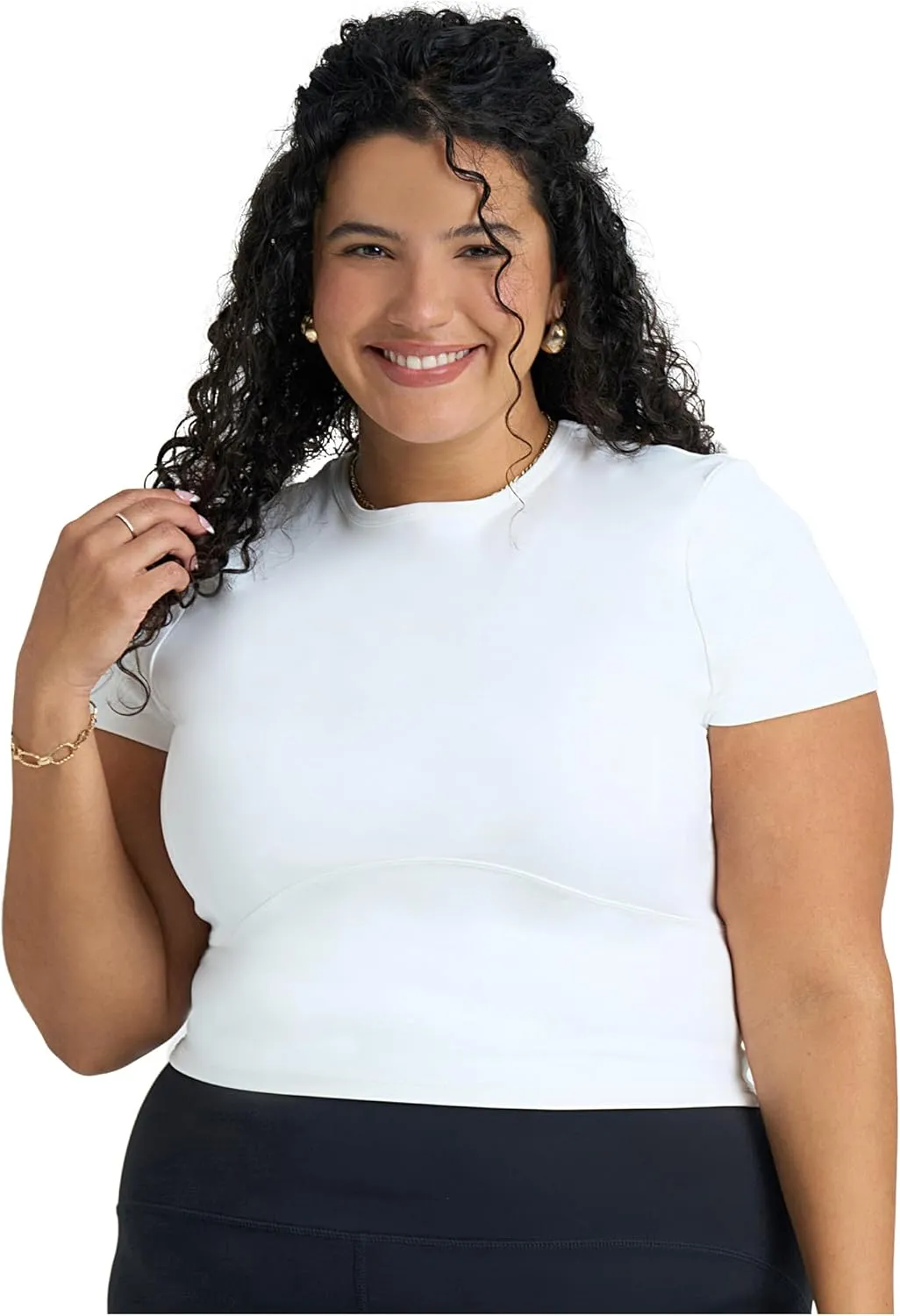 POPSUGAR PS Short Sleeve Athletic Tops for Women, Fitted Feminine Seamed Workout Shirts Gym Running Yoga Tshirts