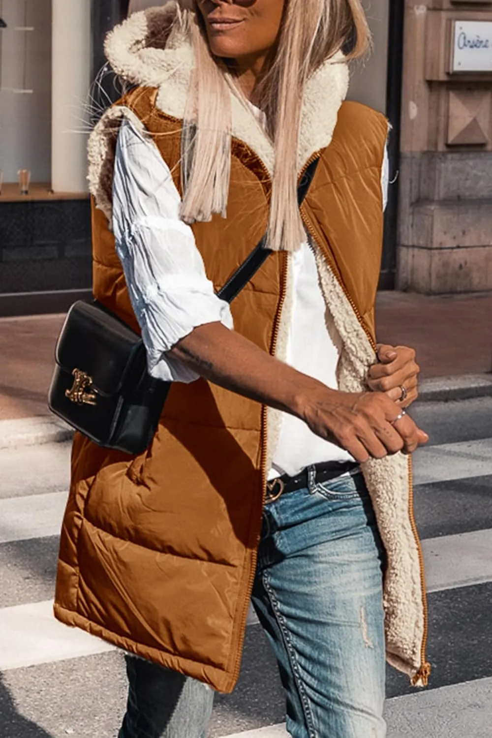 PRETTYGARDEN Womens 2025 Fall Reversible Vests Sleeveless Fleece Jacket Zip Up Hoodie Pockets Long Warm Winter Coat Outerwear
