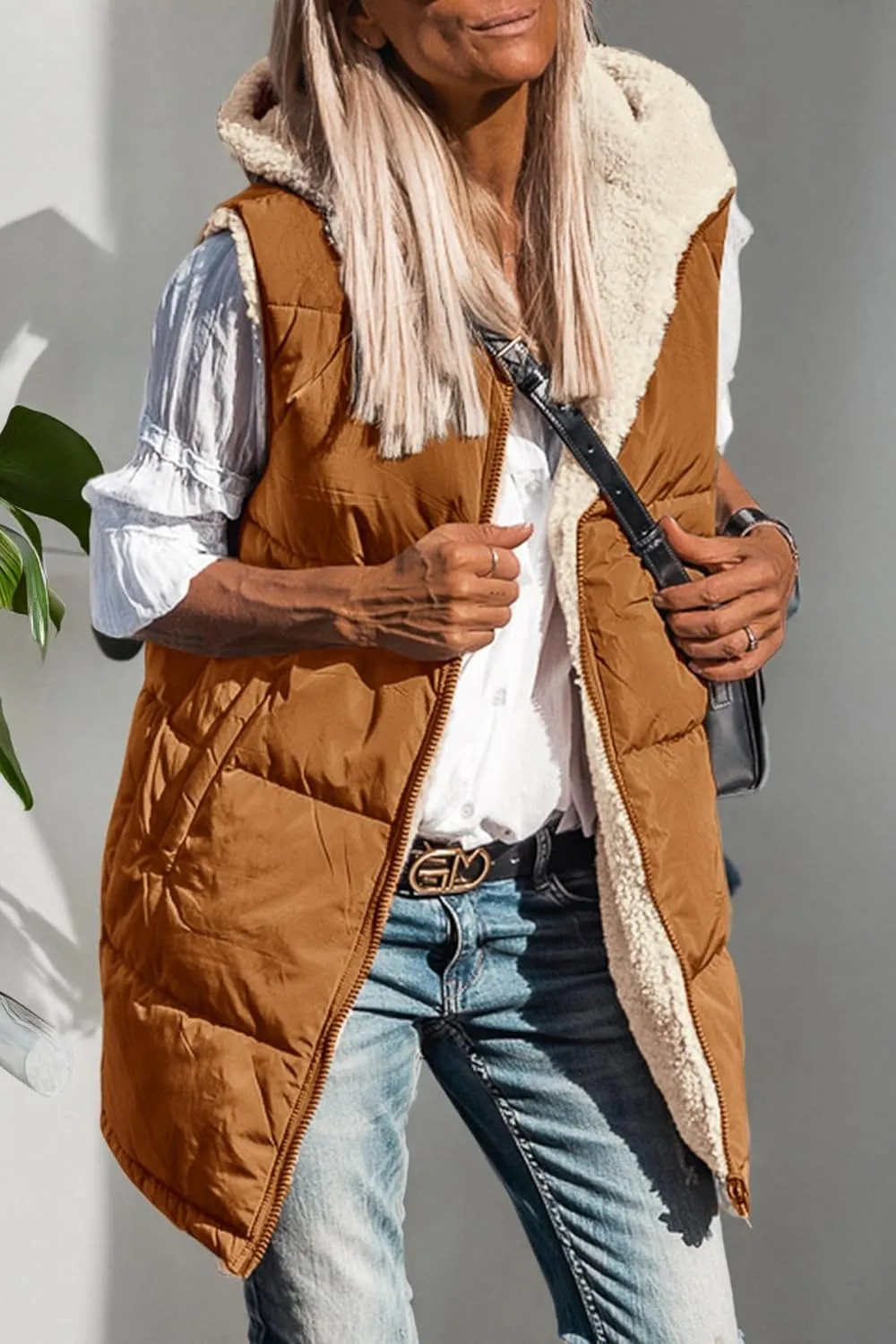 PRETTYGARDEN Womens 2025 Fall Reversible Vests Sleeveless Fleece Jacket Zip Up Hoodie Pockets Long Warm Winter Coat Outerwear