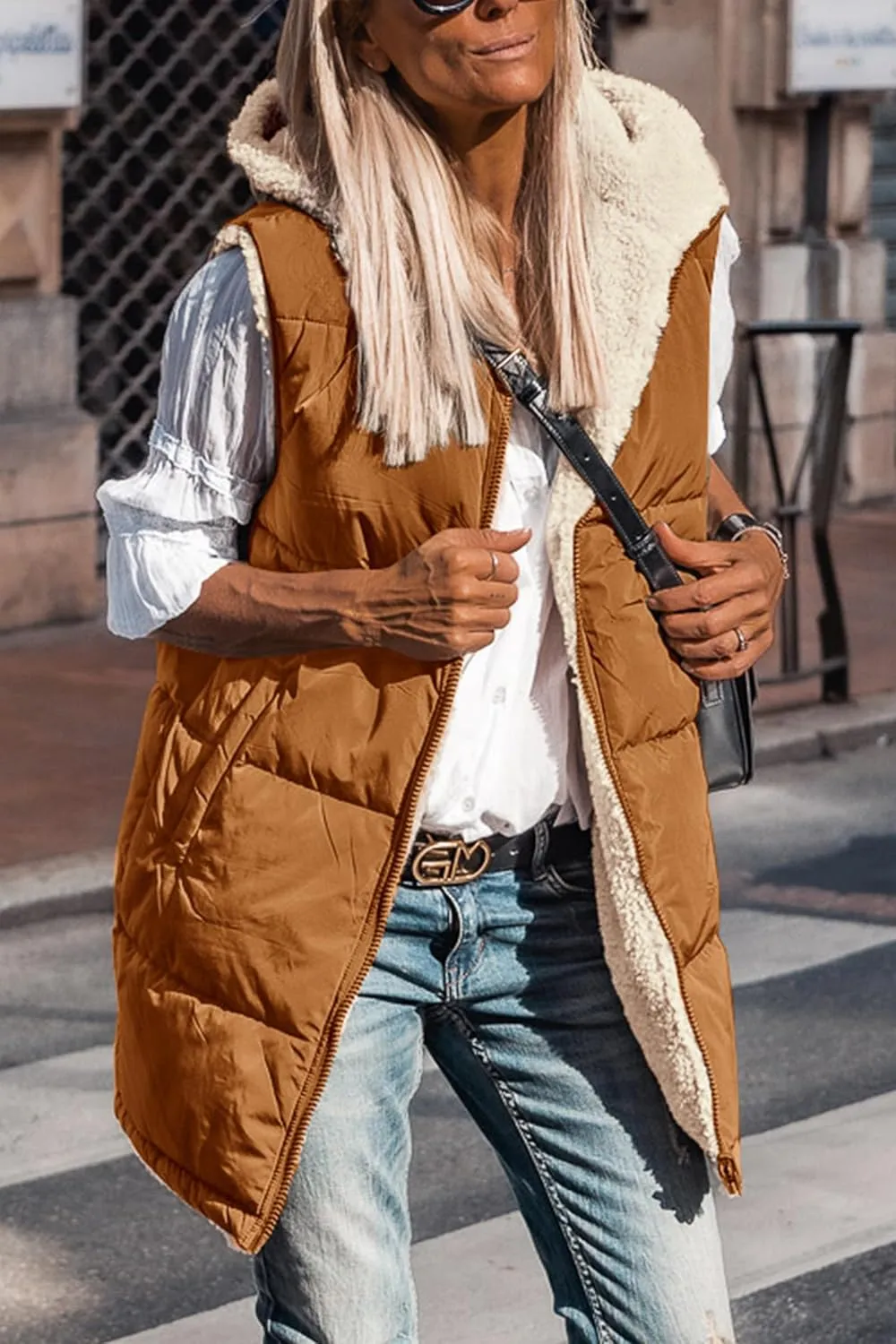 PRETTYGARDEN Womens 2025 Fall Reversible Vests Sleeveless Fleece Jacket Zip Up Hoodie Pockets Long Warm Winter Coat Outerwear