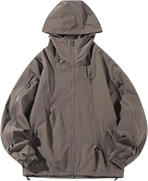 Rain Jacket Men Long Sleeve Outdoor Waterproof Coats Lightweight Windbreaker Jackets Casual Travel Hoodies With Pocket