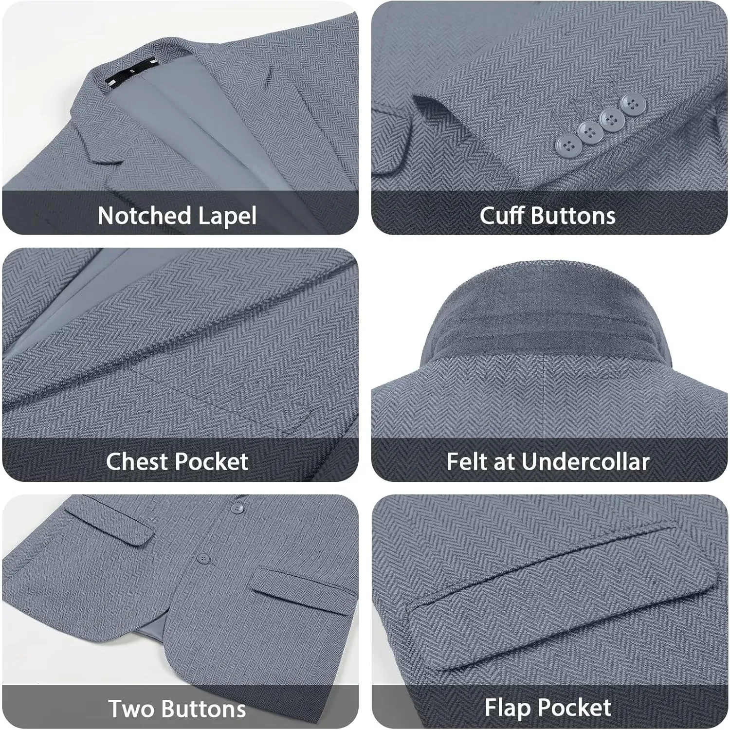 Retro Tweed Men's Suit Jackets,Herringbone Slim Fit Sport Coats Blazer Prom Business Casual Men Tux Jacket Wedding Blazers