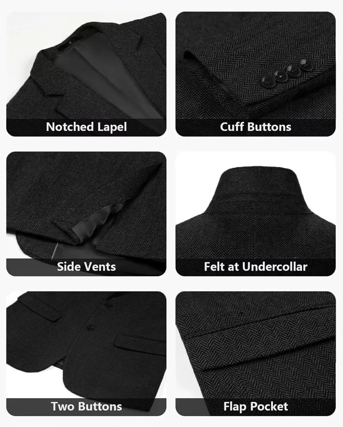Retro Tweed Men's Suit Jackets,Herringbone Slim Fit Sport Coats Blazer Prom Business Casual Men Tux Jacket Wedding Blazers