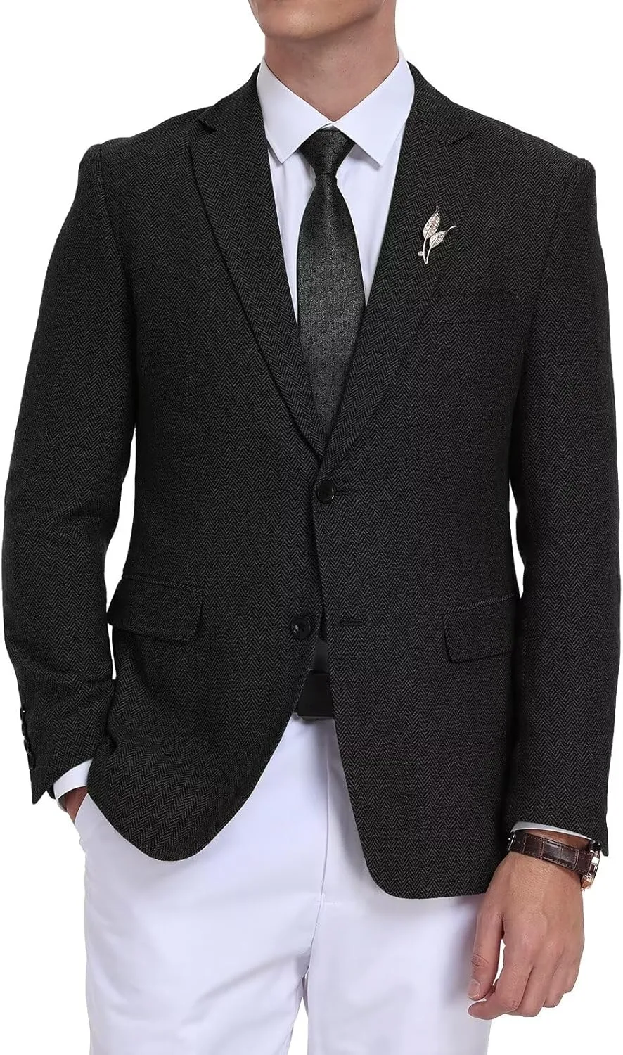 Retro Tweed Men's Suit Jackets,Herringbone Slim Fit Sport Coats Blazer Prom Business Casual Men Tux Jacket Wedding Blazers