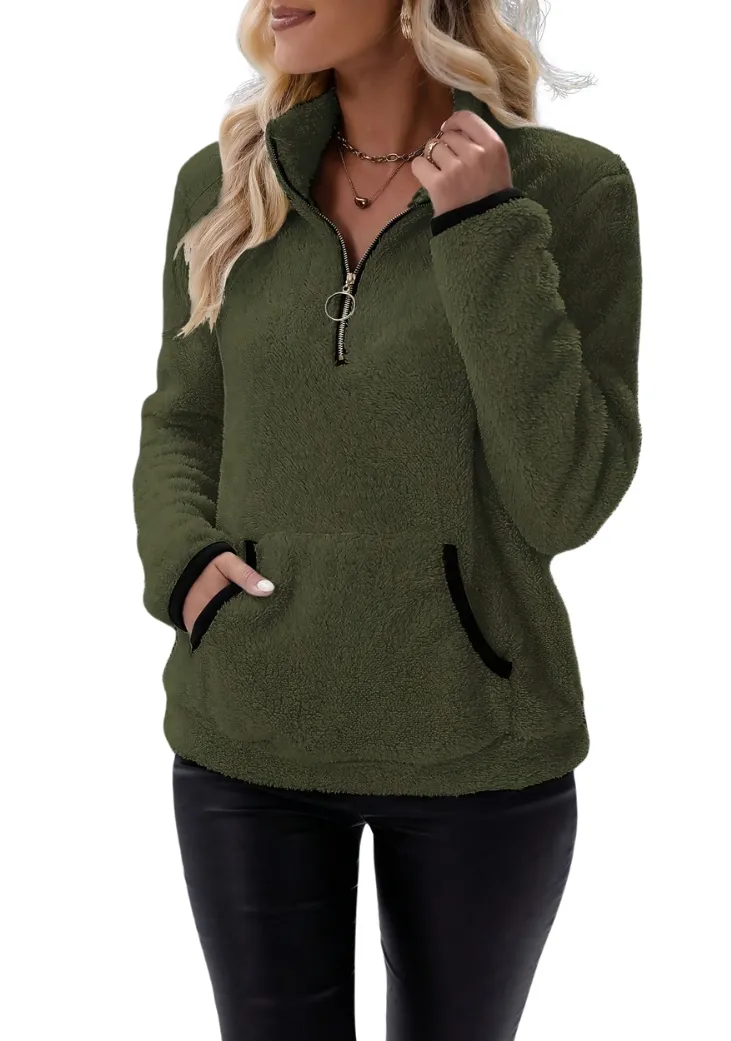 Romy | Fleece met halve rits