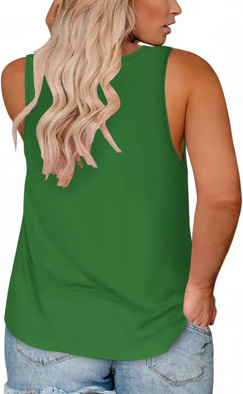 ROSRISS Plus-Size Tank Tops for Women Summer Casual Sleeveless Button Up T-Shirts