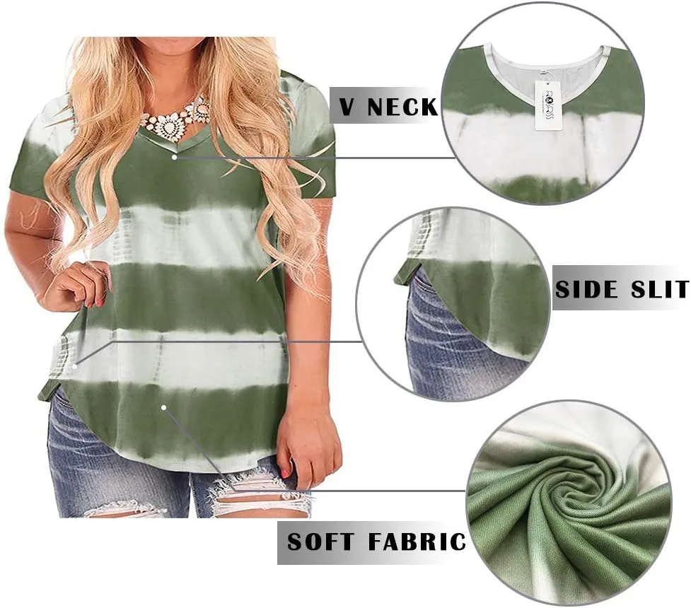ROSRISS Plus Size Tops for Women Summer Tie Dye T Shirts