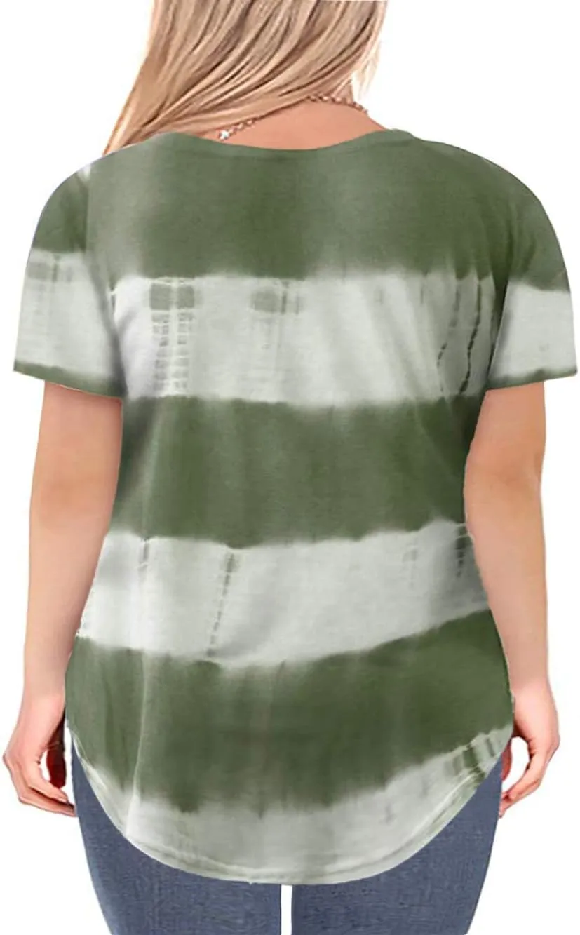 ROSRISS Plus Size Tops for Women Summer Tie Dye T Shirts