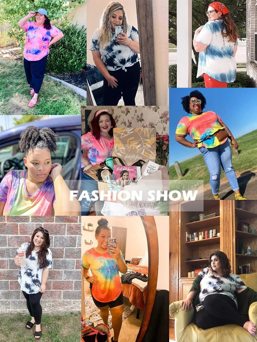 ROSRISS Plus Size Tops for Women Summer Tie Dye T Shirts