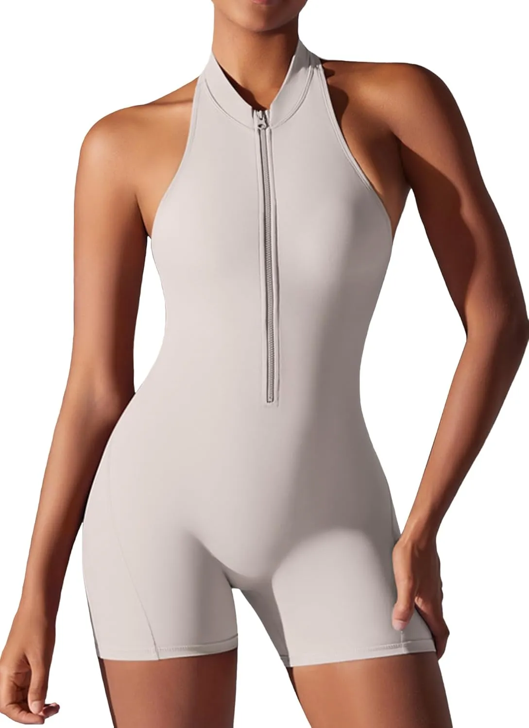 SEAUR One Piece Workout Jumpsuits for Women Backless Tummy Control Sleeveless Jumpsuits Scrunch Yoga Romper