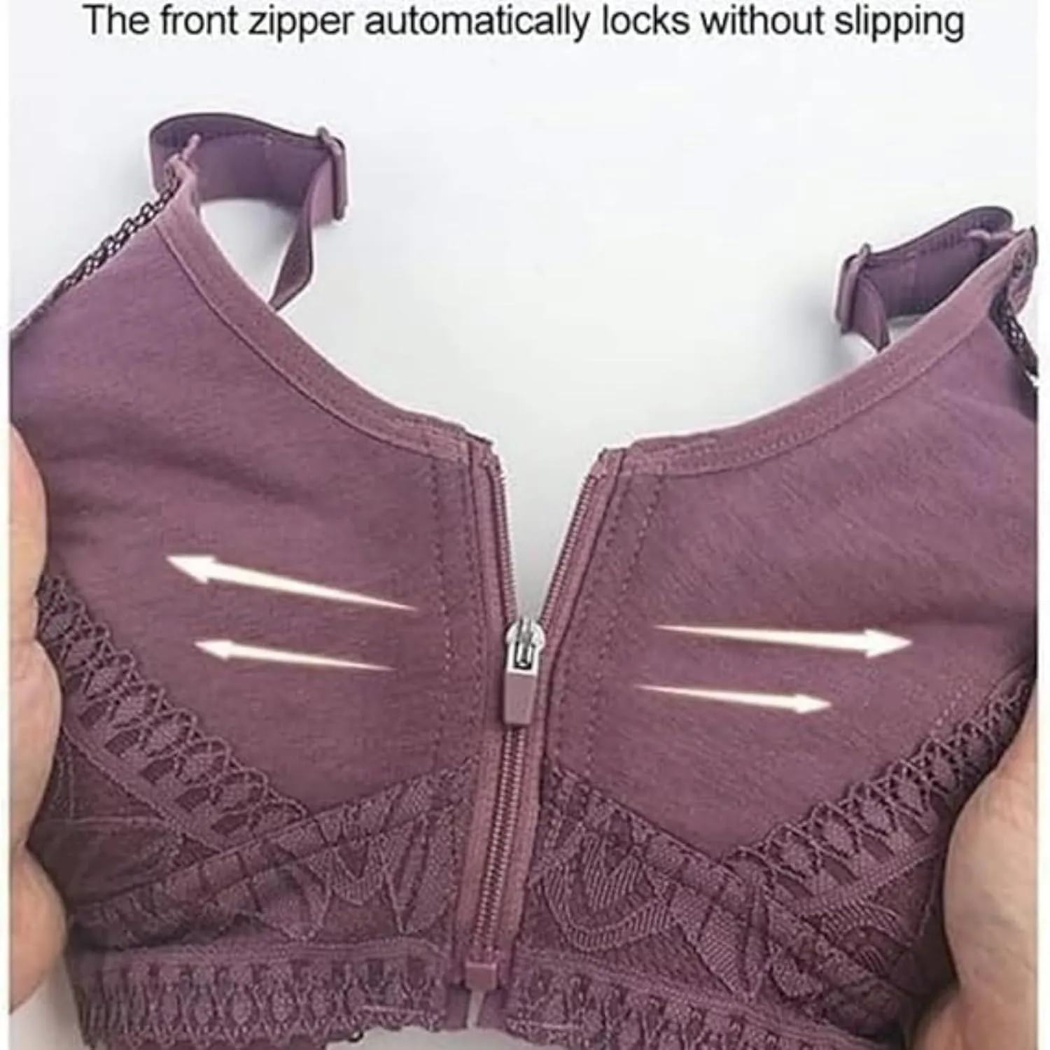 Senorita Zip up Bra, Front Zip Powerful Support Comfy Bra, Wireless Large Size Comfy & Feminine