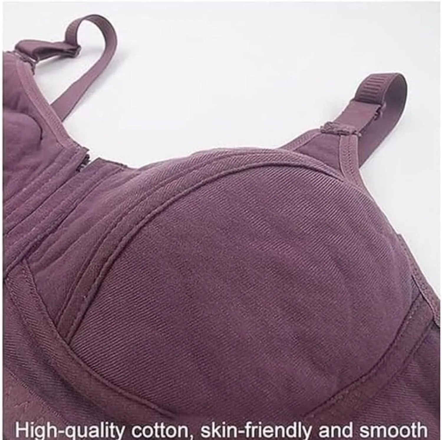 Senorita Zip up Bra, Front Zip Powerful Support Comfy Bra, Wireless Large Size Comfy & Feminine