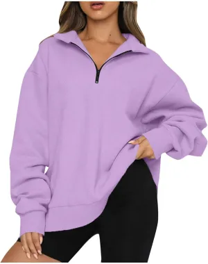 SERYU Oversized Sweatshirt Womens Loose Fit Fleece Fall Long Sleeve Half Zip Collared Pullover Y2k Clothes