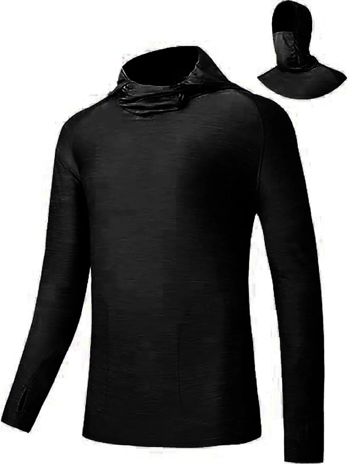 Sun Hoodies for Men Solid Long Sleeve Hooded Sweatshirts Pullover Tops Lightweight Rash Guard Fishing Hiking Shirts