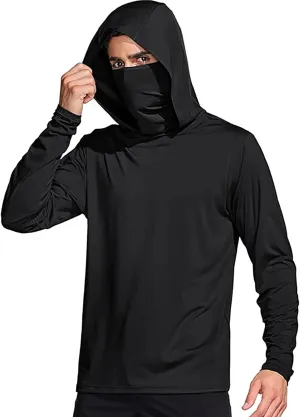 Sun Hoodies for Men Solid Long Sleeve Hooded Sweatshirts Pullover Tops Lightweight Rash Guard Fishing Hiking Shirts