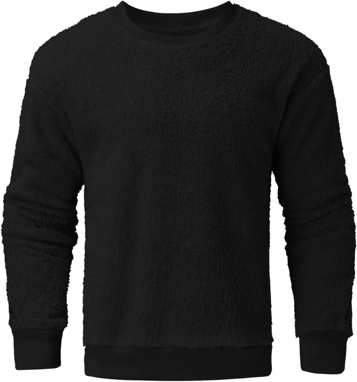 Sweatshirts for Men Long Sleeve Crew Neck Solid Color Casual Basic Warmth Pullover Soft Fall Winter Fleece Trendy Sweater Top