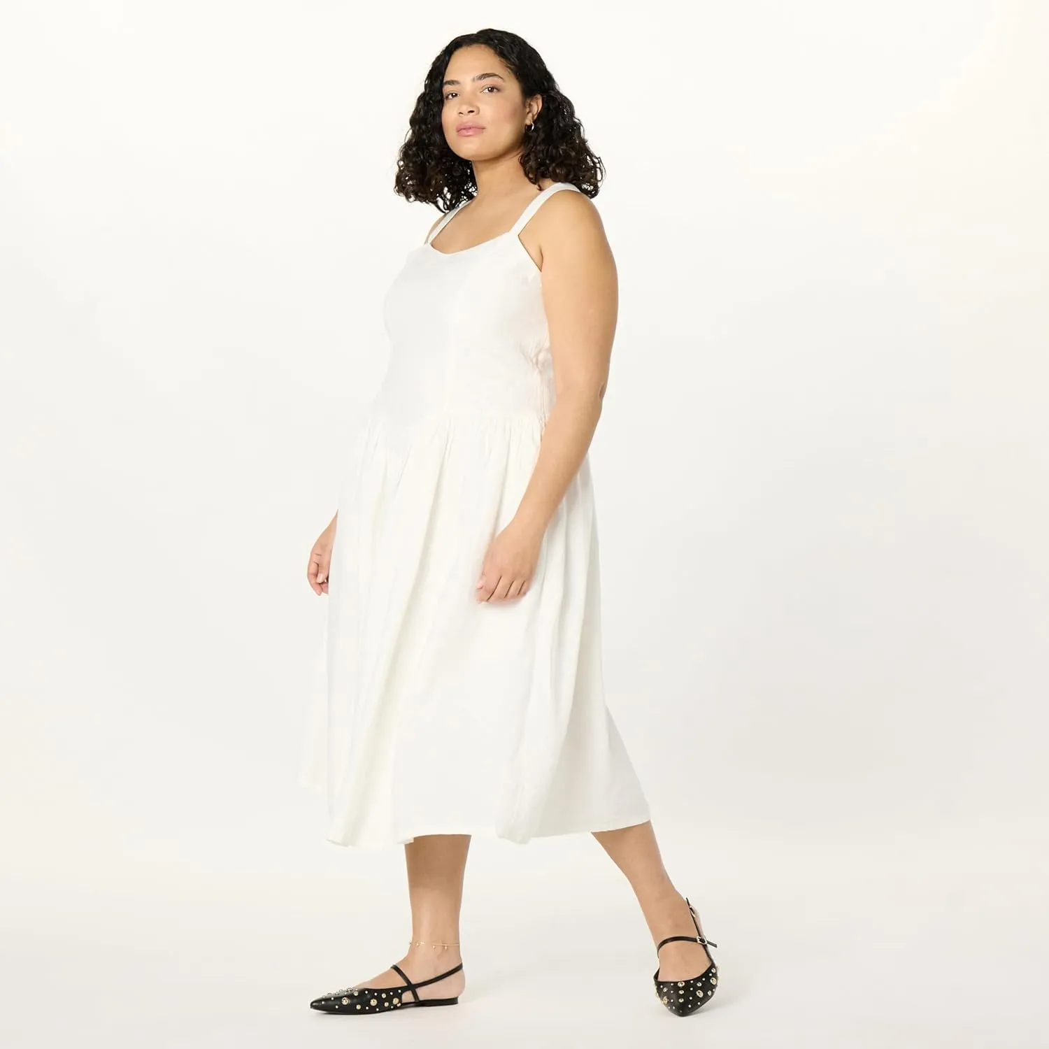 The Drop Women's Balu Feminine Shaped Waist Midi Dress