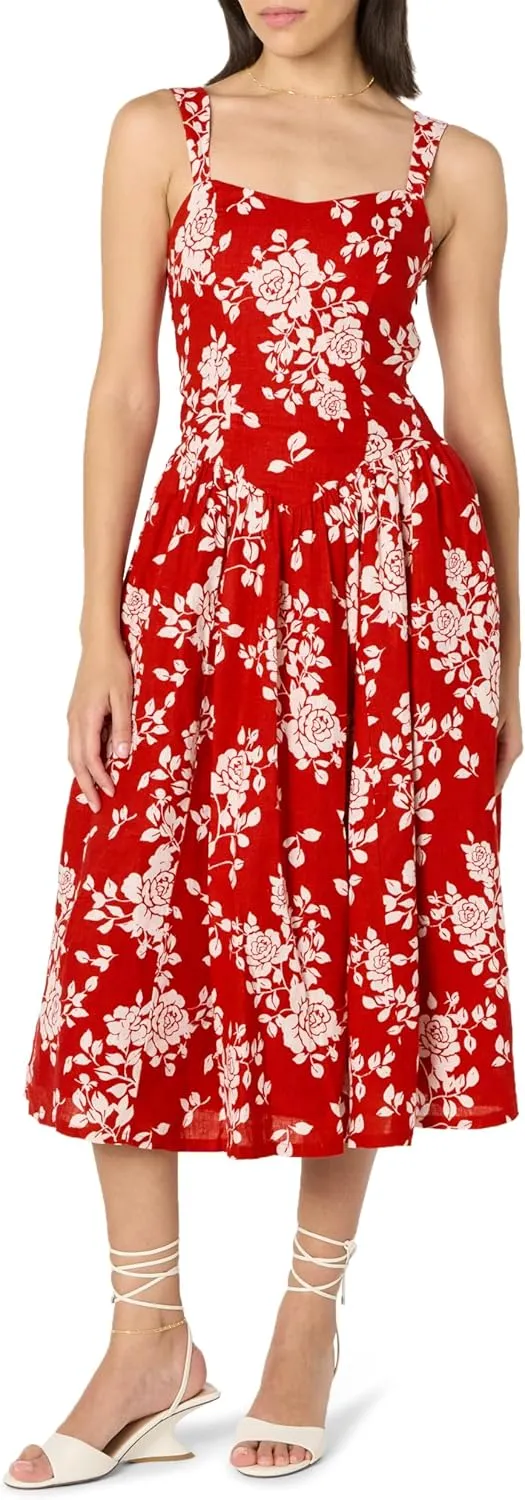 The Drop Women's Balu Feminine Shaped Waist Midi Dress
