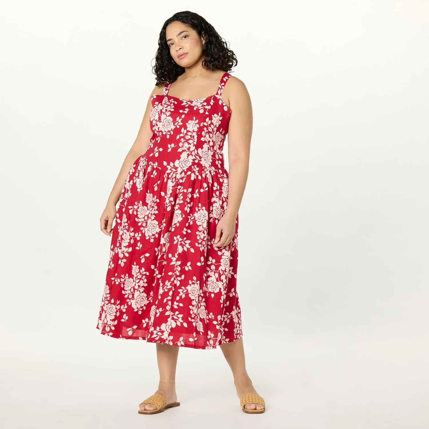 The Drop Women's Balu Feminine Shaped Waist Midi Dress