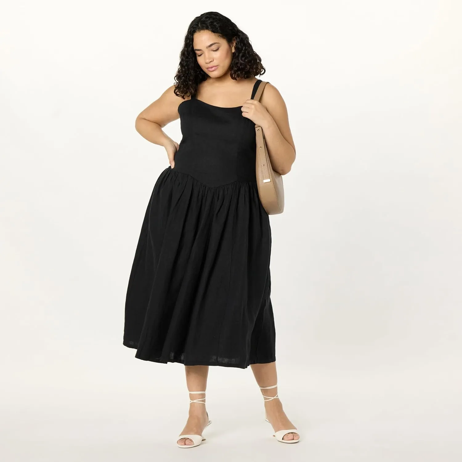 The Drop Women's Balu Feminine Shaped Waist Midi Dress