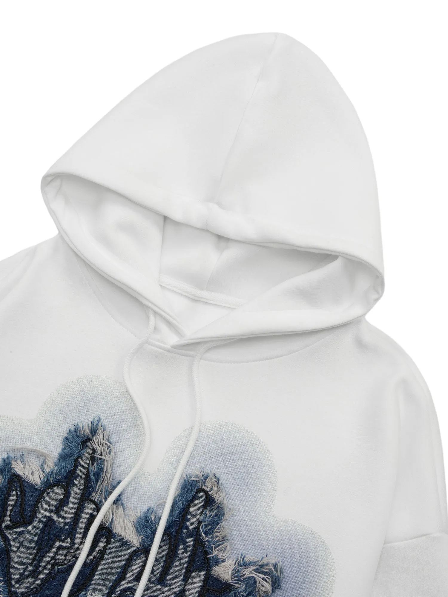Thesupermade Raw Edge Embroidered Patch Graphic Hoodie