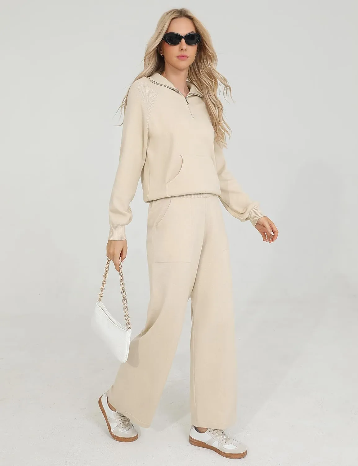Totatuit 2 Piece Sweatsuits For Women Lounge Sets Travel Outfits Tracksuits Sweatshirt Wide Leg Sweatpants Matching Set